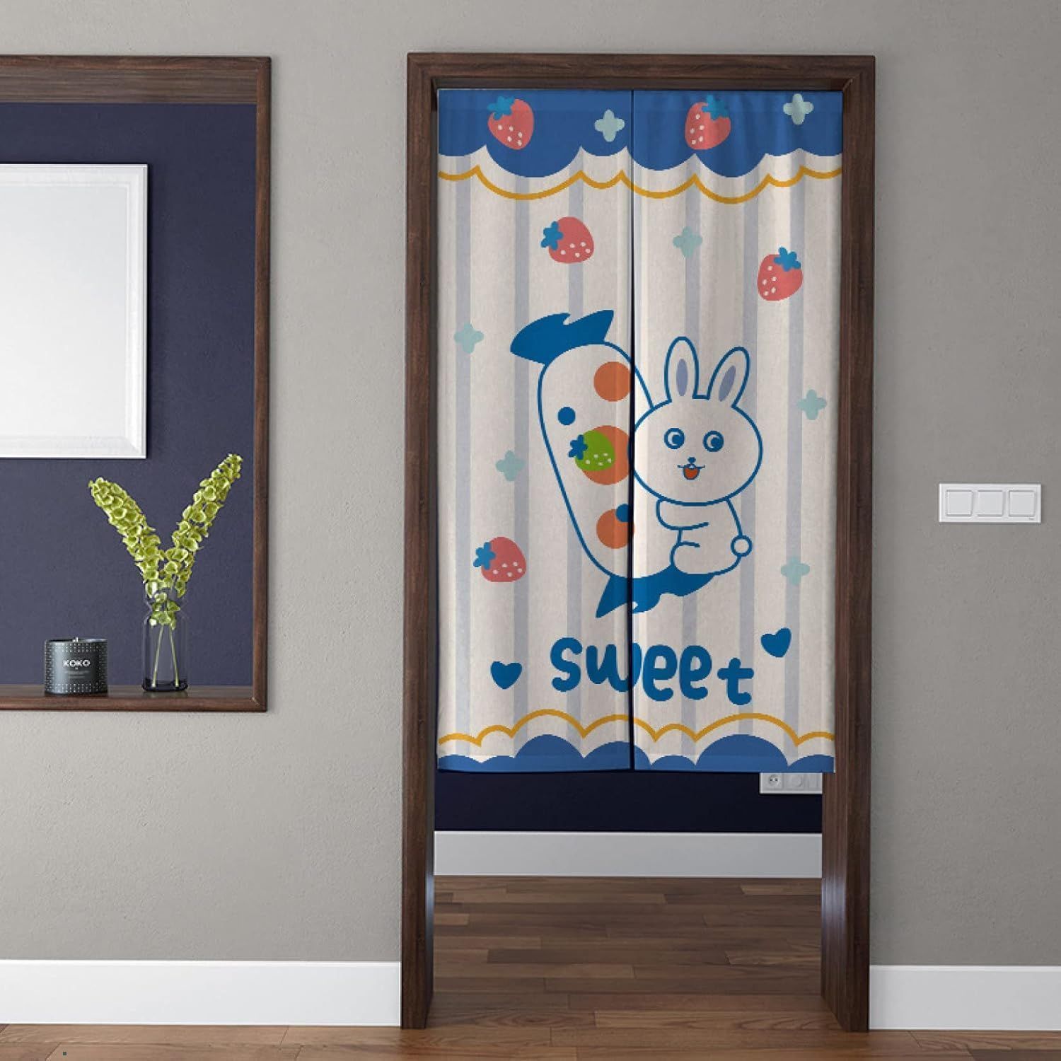Baby Nursery Fabric - ستارة باب من البوليستر بنمط أرنب