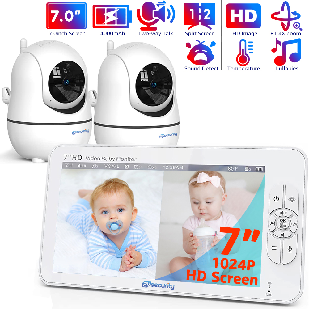 Baby Monitor Split Screen - شاشة فيديو 7.0 بوصة لمراقبة الأطفال