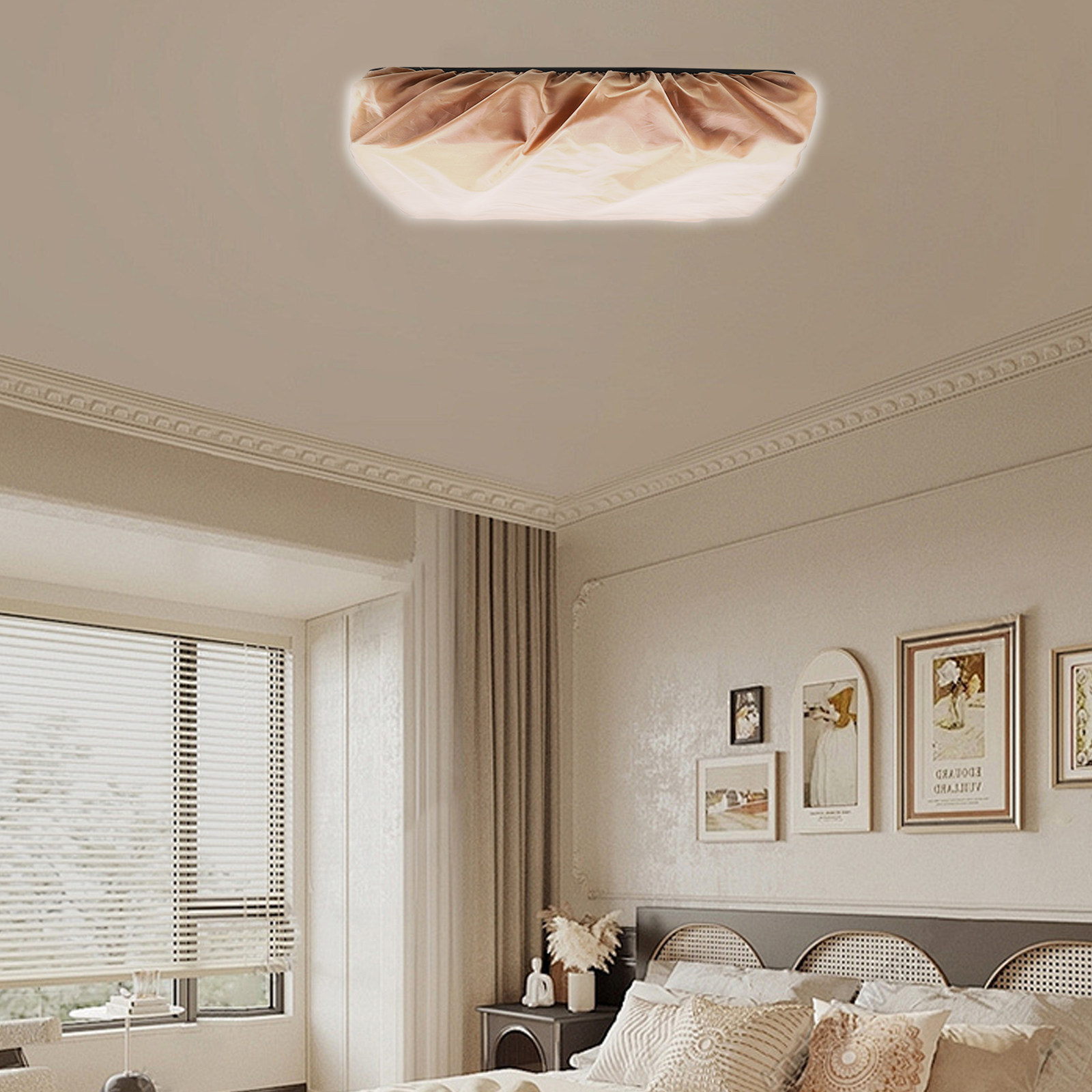 Baby Nursery Light Fixture - غطاء مصباح قماشي أبيض مربع الشكل