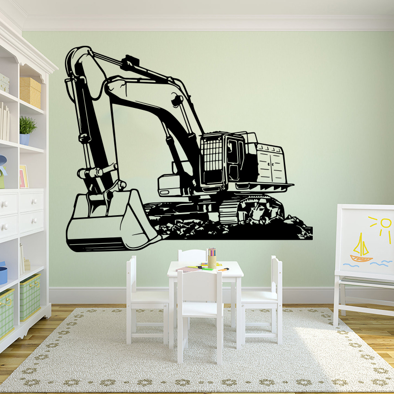 Baby Nursery Vinyl - ملصق حائط كبير للمعدات الثقيلة والحفار