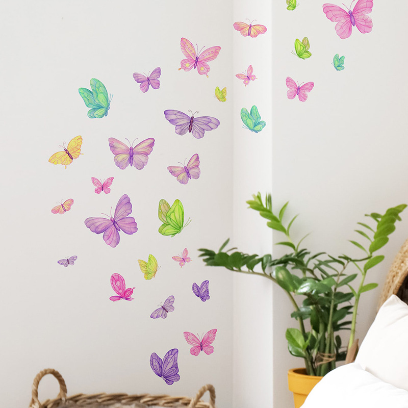 Baby Nursery Vinyl - ملصقات حائط على شكل فراشة رومانسية