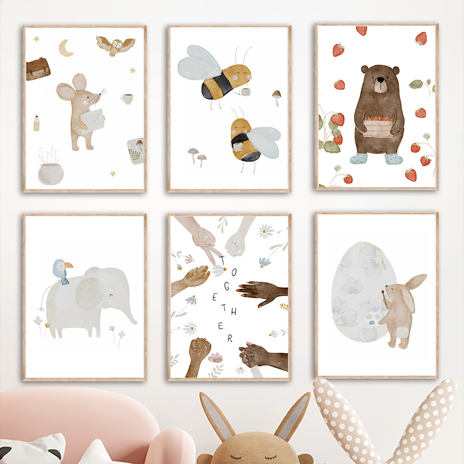 Baby Nursery Elephant - ملصقات وطباعات بوهو لحيوانات الأليفة: الفيل،
