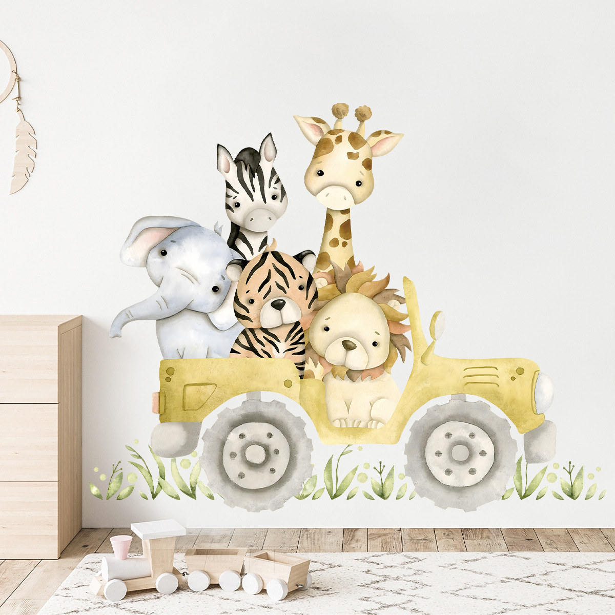 Baby Nursery Elephant - لطيف الحيوانات محرك جيب ملصقات جدار