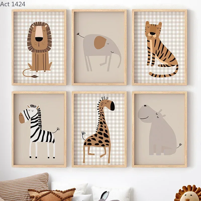 Baby Nursery Jungle - أسد، نمر، فيل، زرافة، حيوانات الغابة،