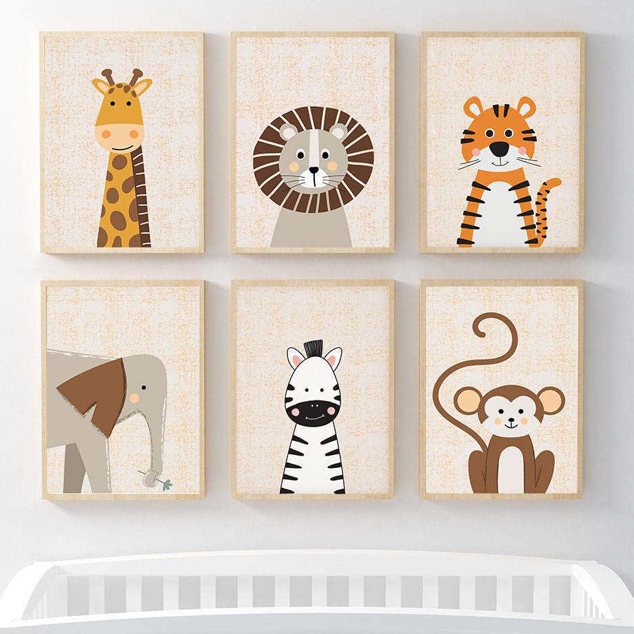 Baby Nursery Jungle - لوحة فنية جدارية للأطفال بتصميمات أسد،