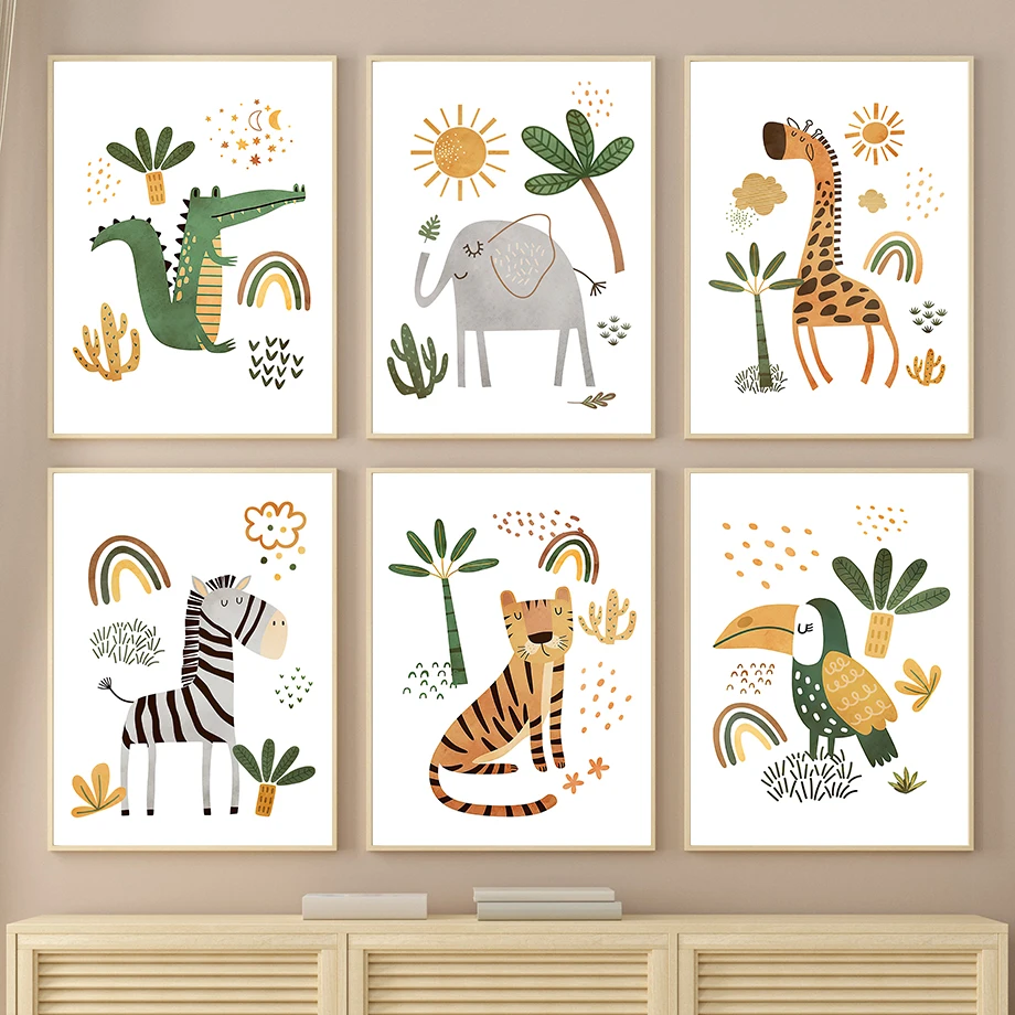Baby Nursery Jungle - الزرافة الفيل النمر زيبرا الطوقان حيوانات