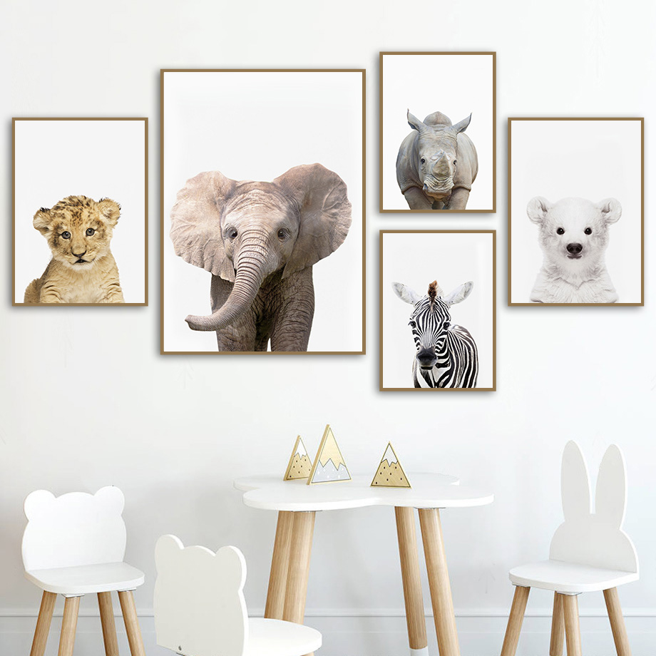 Baby Nursery Jungle - لوحة قماشية بدون إطار، طباعة فنية