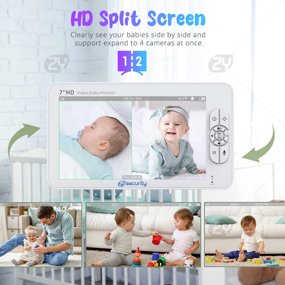 شاشة فيديو 7.0 بوصة لمراقبة ال - مراجعة Baby Monitor Split Screen وسعره