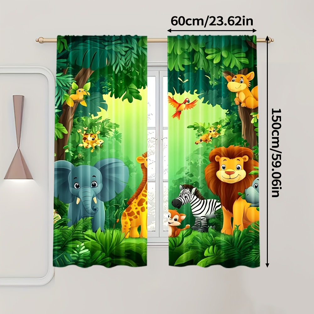 قطعتان من ستائر كرتونية بتصميم - مراجعة Baby Nursery Jungle وسعره