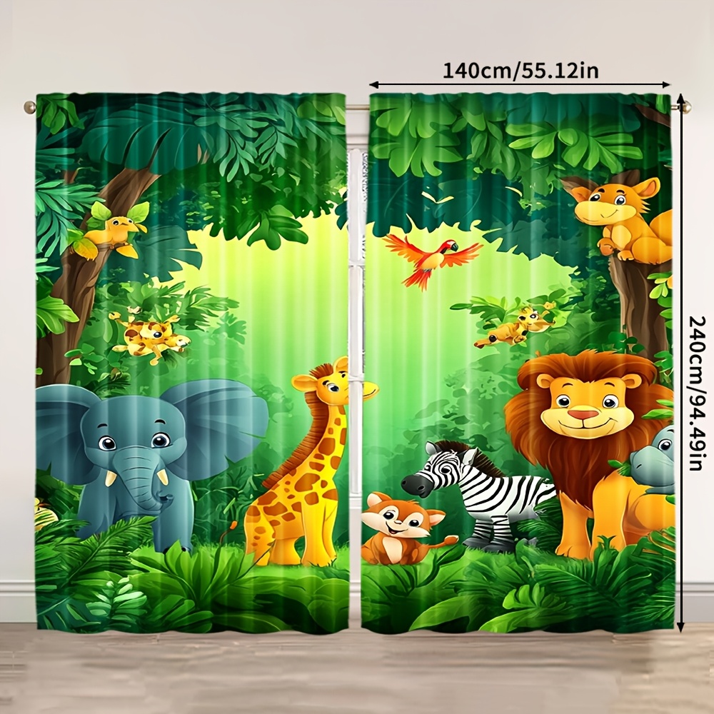 قطعتان من ستائر كرتونية بتصميم - مراجعة Baby Nursery Jungle وسعره