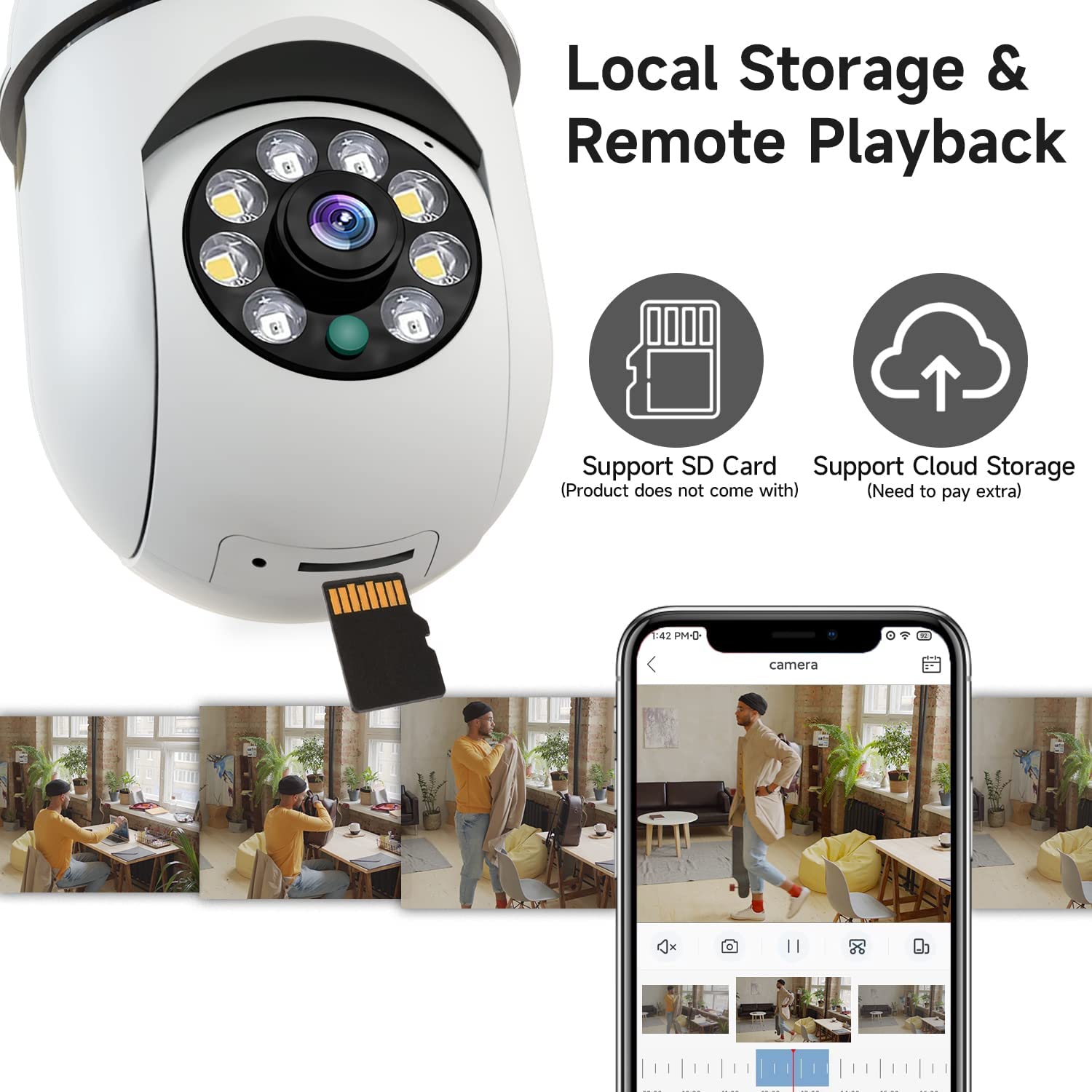 8MP E27 لمبة كاميرا مراقبة واي - مراجعة Baby Monitor Split Screen وسعره