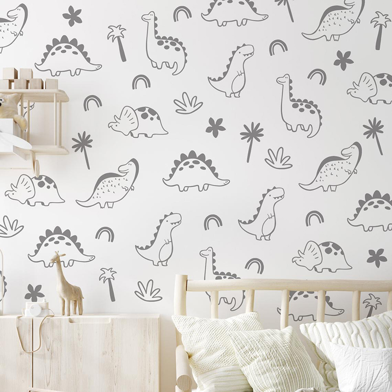 هندسية ديناصور شجرة قوس قزح ال - مراجعة Baby Nursery Vinyl وسعره